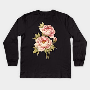 Botanical Print: Peony Kids Long Sleeve T-Shirt